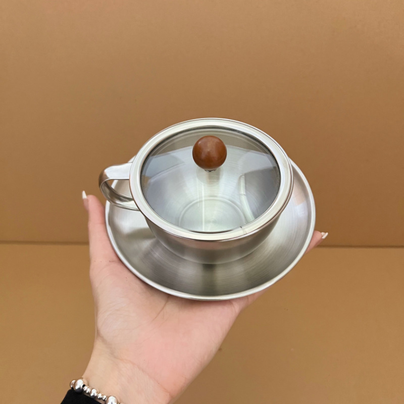 Retro Stainless Steel Coffee C - Espresso Cup Saucer 评论和价格