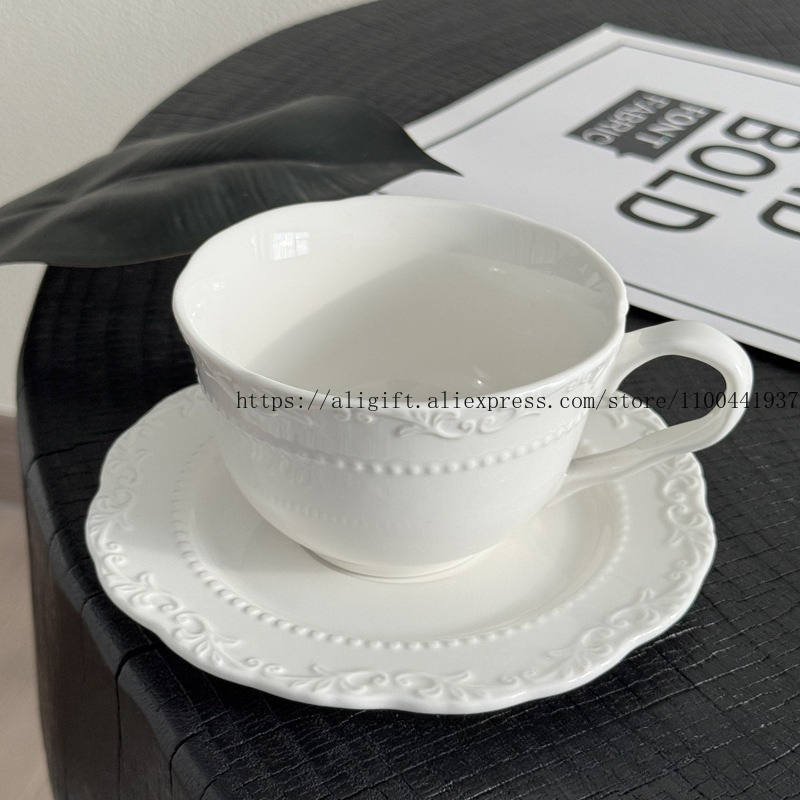 French Light Luxury Embossed F - Espresso Cup Saucer 评论和价格
